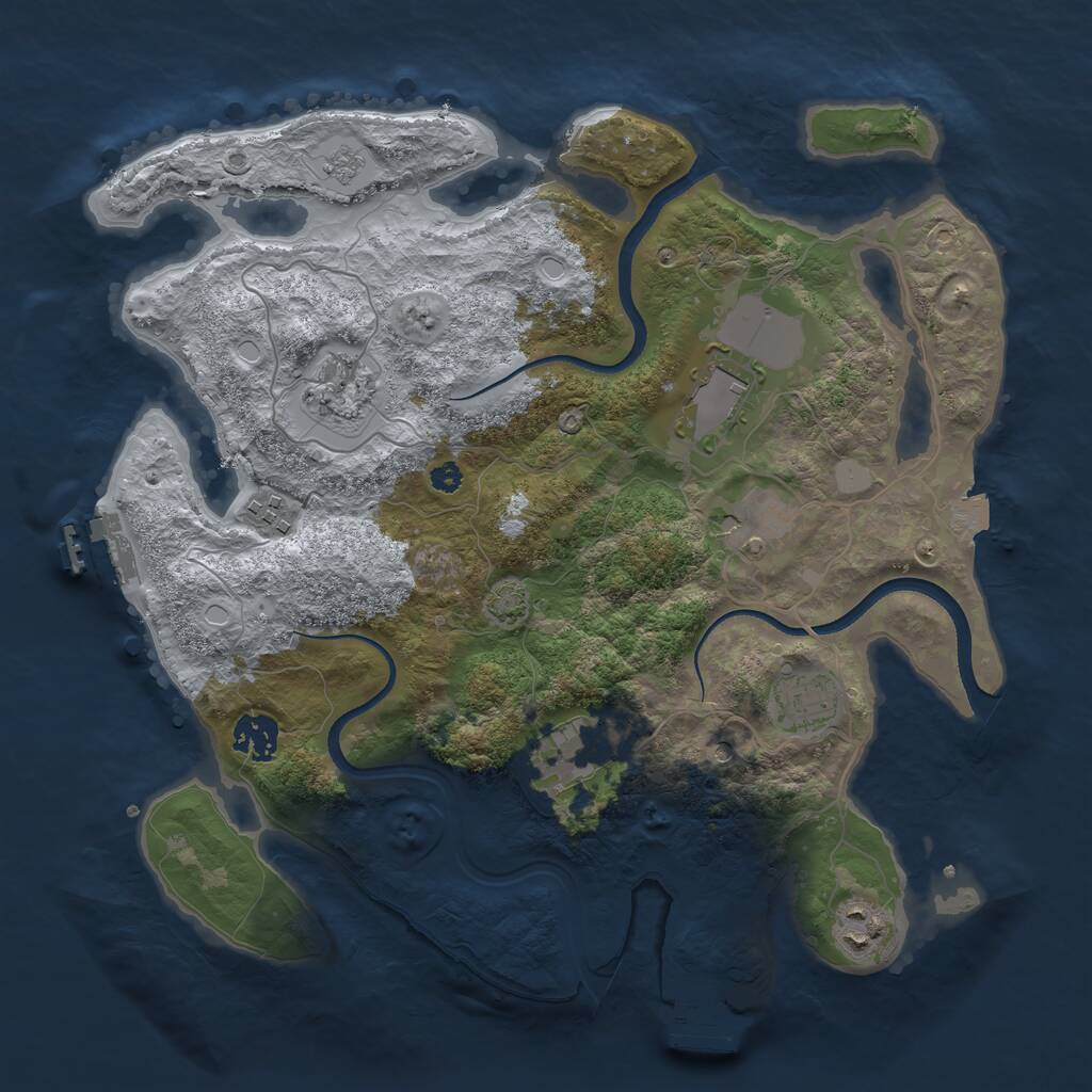 Rust Map: Procedural Map, Size: 3500, Seed: 554401436, 14 Monuments