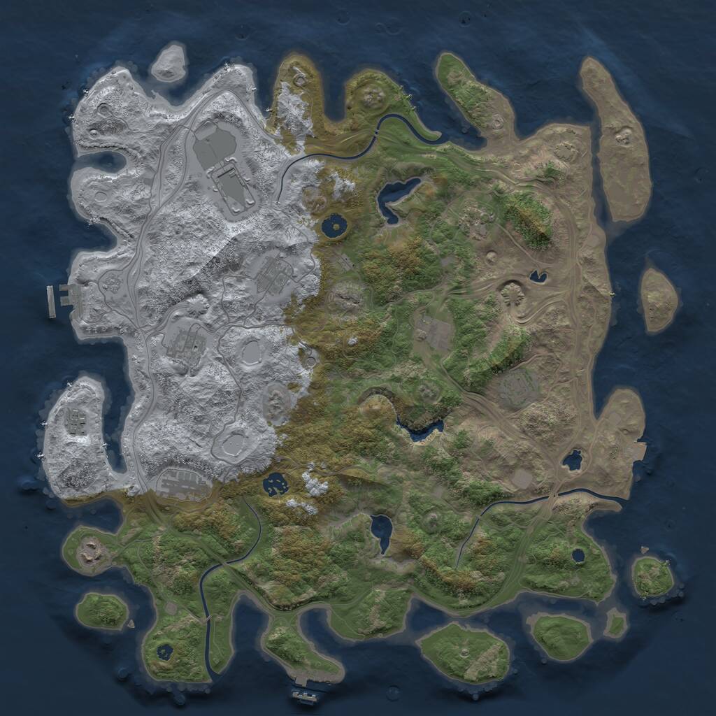 Rust Map: Procedural Map, Size: 4500, Seed: 838963874, 16 Monuments