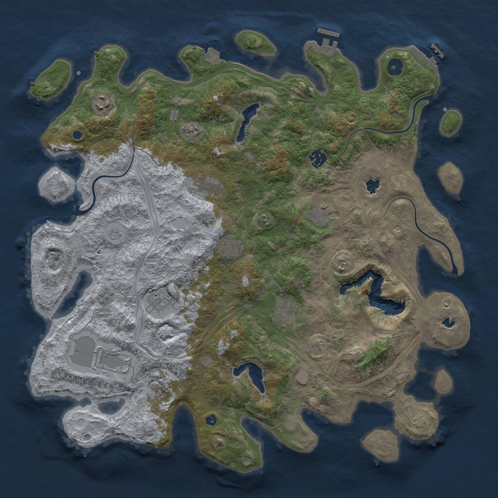 Rust Map: Procedural Map, Size: 4500, Seed: 2062394414, 16 Monuments