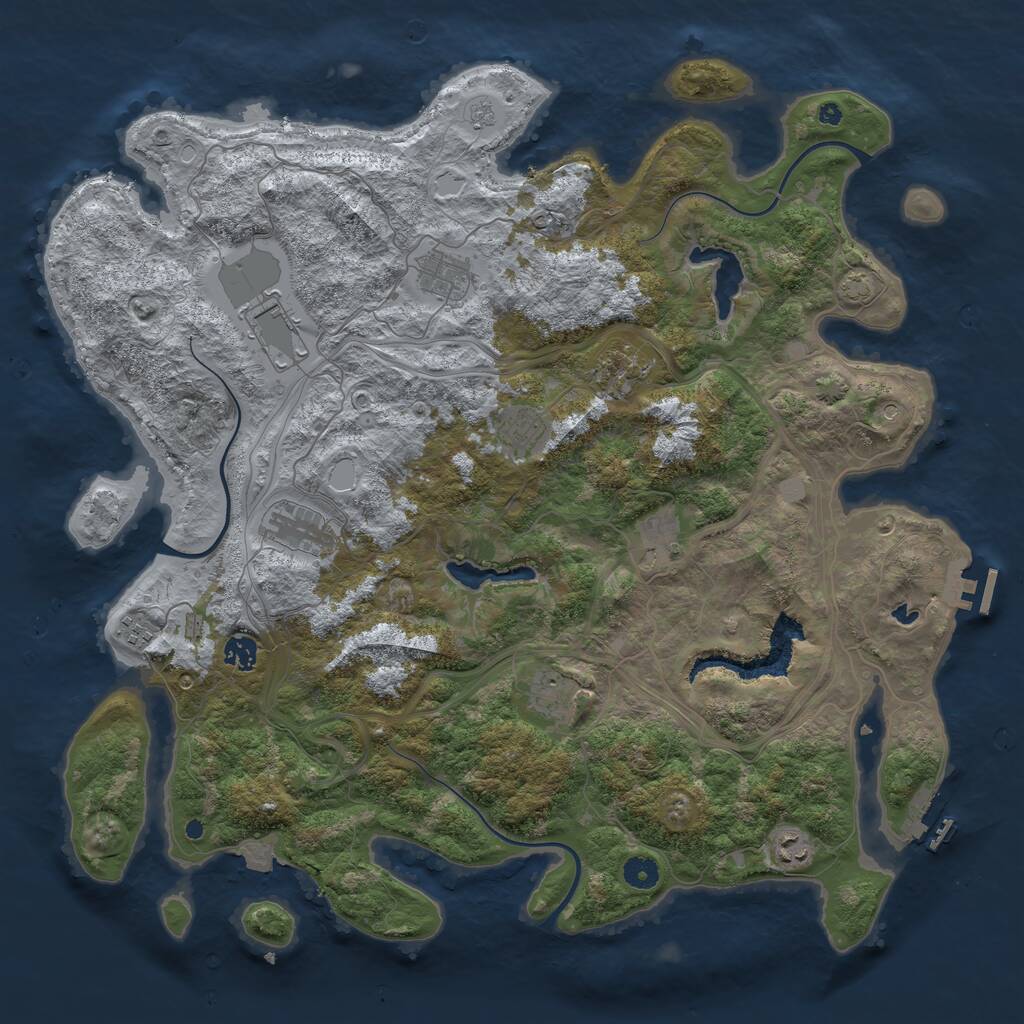 Rust Map: Procedural Map, Size: 4500, Seed: 1367827414, 16 Monuments