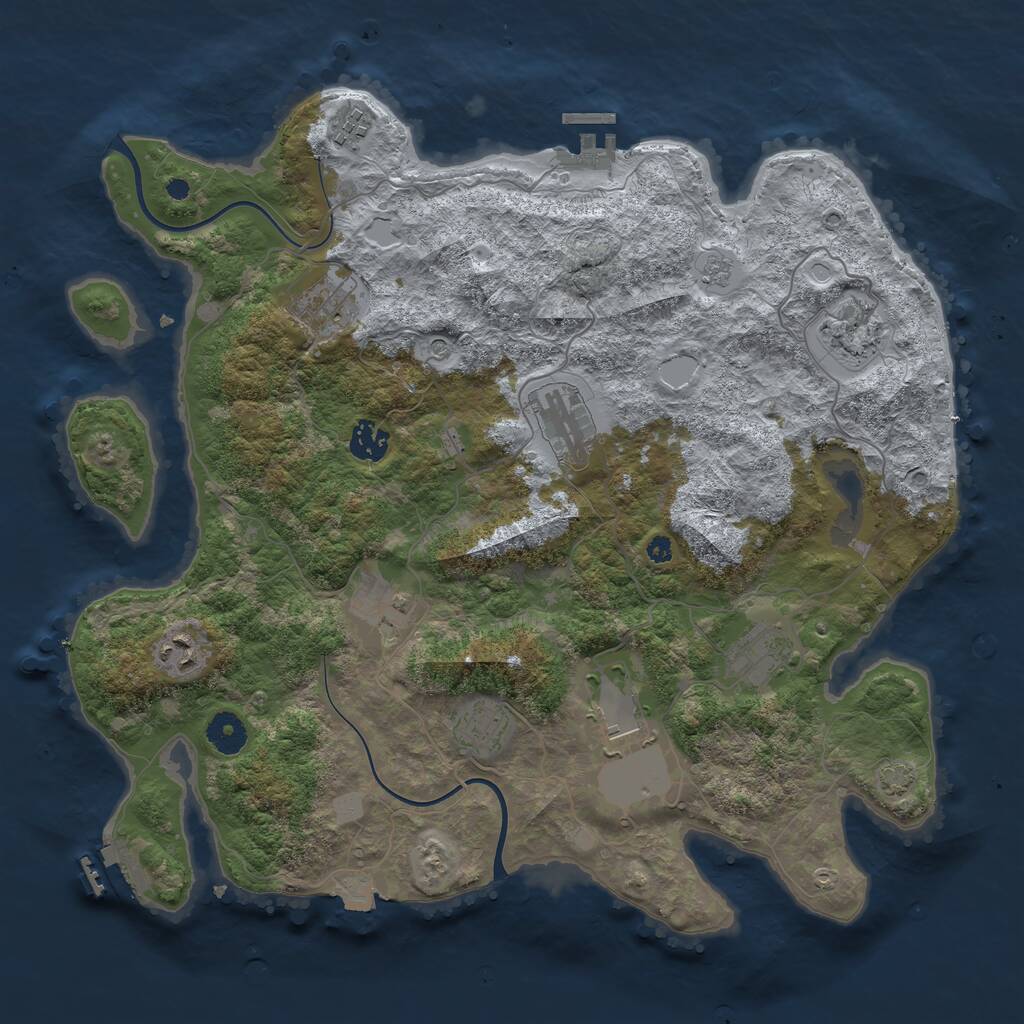 Rust Map: Procedural Map, Size: 3850, Seed: 898910524, 16 Monuments