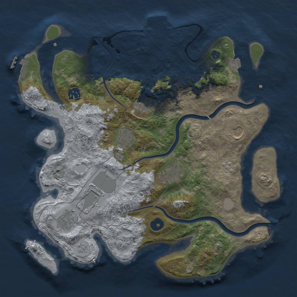 Rust Map: Procedural Map, Size: 3500, Seed: 1019648382, 14 Monuments
