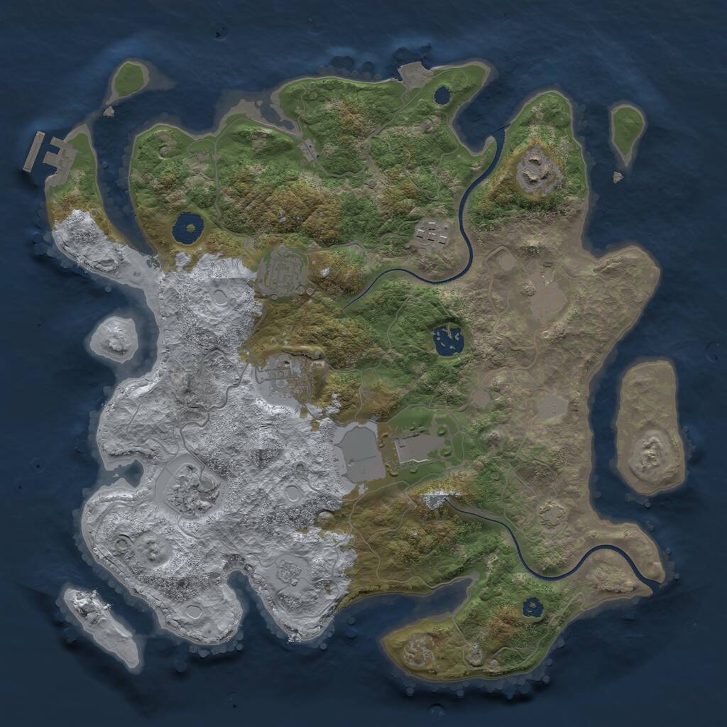 Rust Map: Procedural Map, Size: 3500, Seed: 1019648382, 12 Monuments