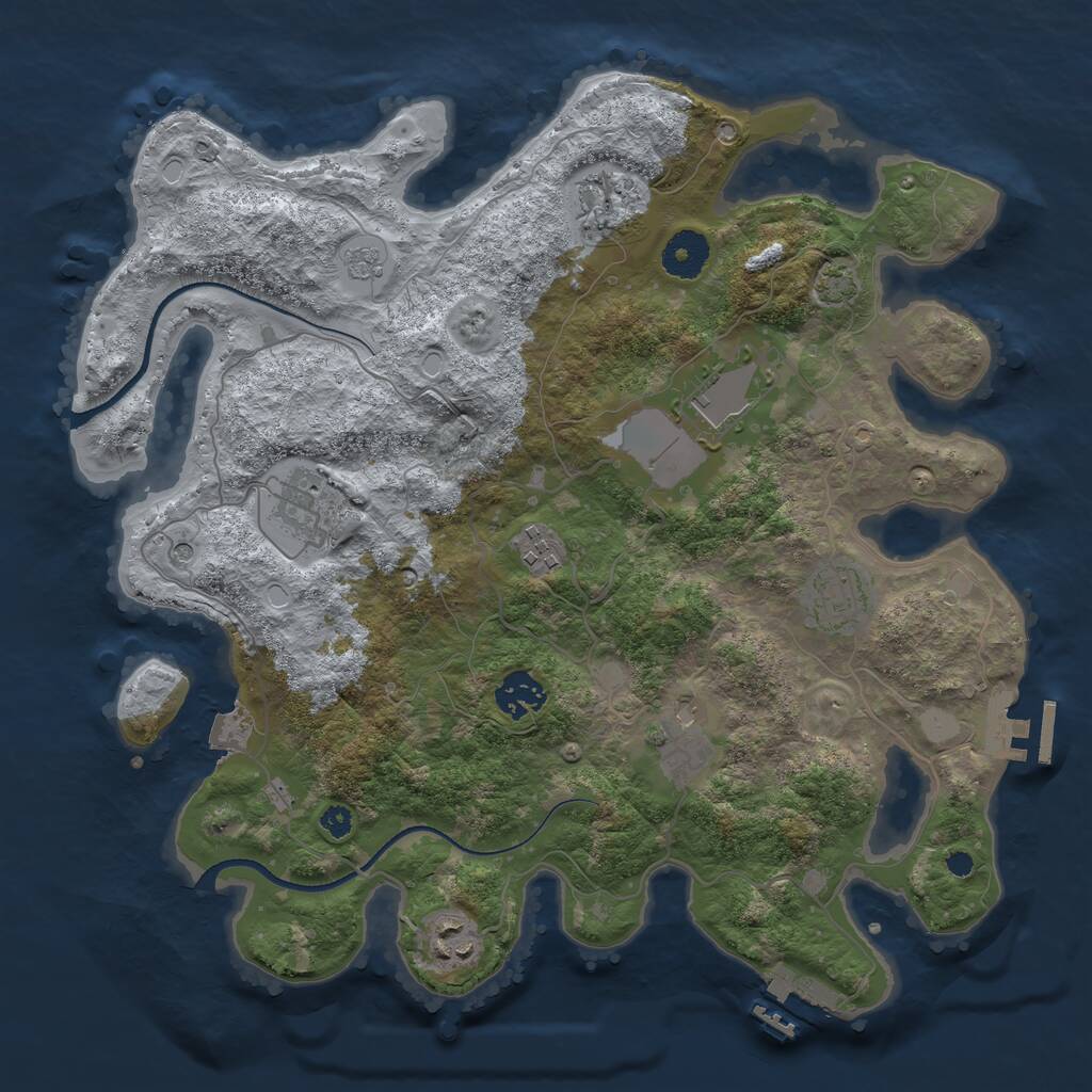 Rust Map: Procedural Map, Size: 3500, Seed: 500899329, 14 Monuments