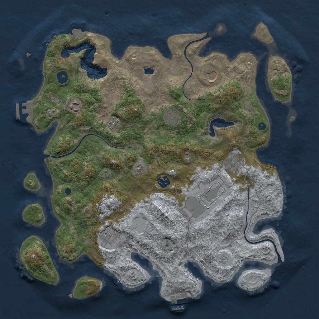 Rust Map: Procedural Map, Size: 4050, Seed: 1654682057, 14 Monuments