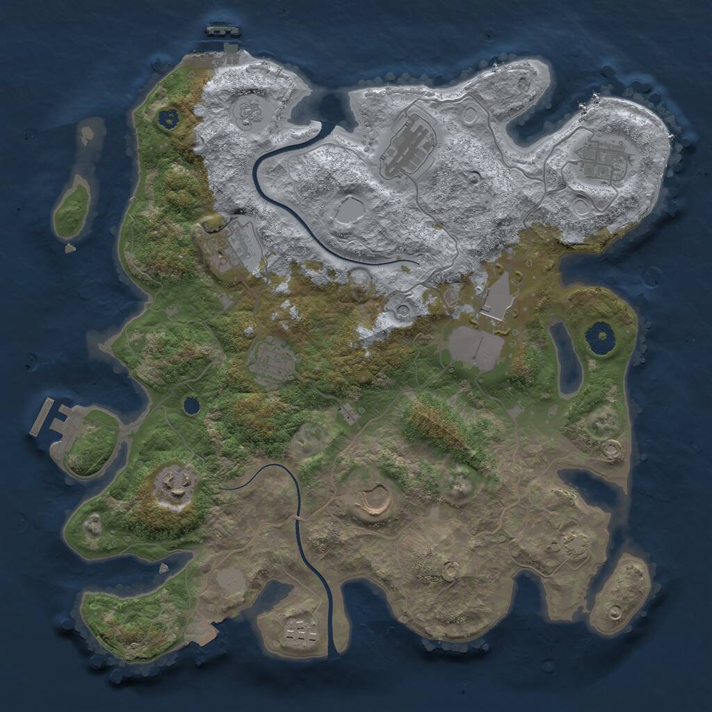 Rust Map: Procedural Map, Size: 3500, Seed: 16208761, 14 Monuments