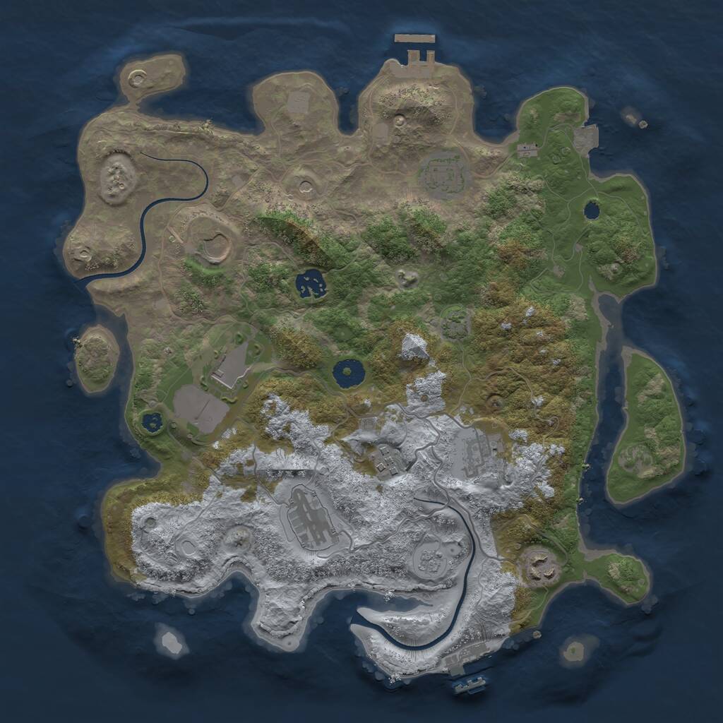 Rust Map: Procedural Map, Size: 3600, Seed: 1004849402, 14 Monuments