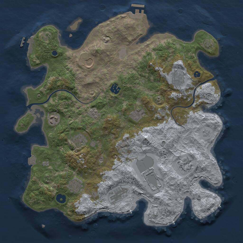 Rust Map: Procedural Map, Size: 3750, Seed: 889777797, 17 Monuments