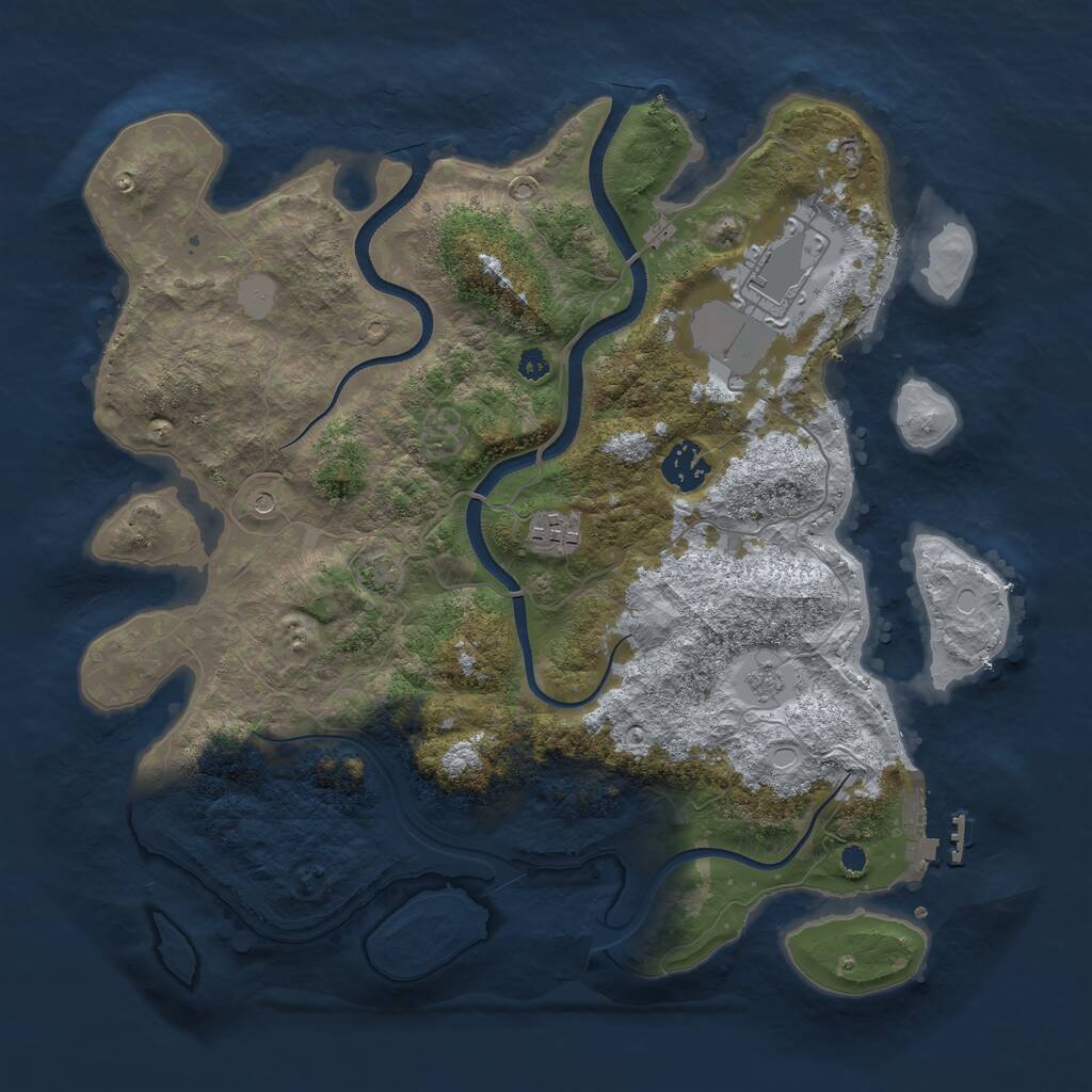 Rust Map: Procedural Map, Size: 3500, Seed: 761336750, 8 Monuments