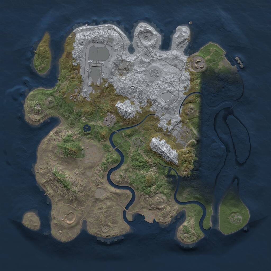 Rust Map: Procedural Map, Size: 3500, Seed: 36293906, 12 Monuments