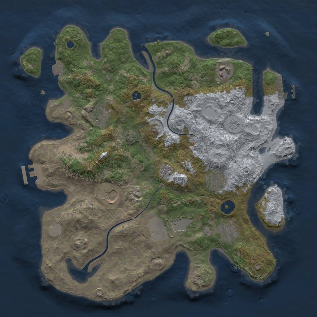 Rust Map: Procedural Map, Size: 3500, Seed: 361486151, 13 Monuments