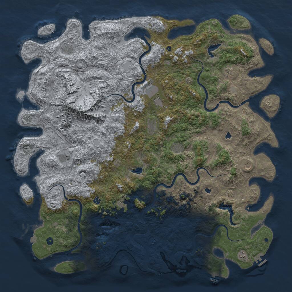 Rust Map: Procedural Map, Size: 6000, Seed: 2551024, 17 Monuments
