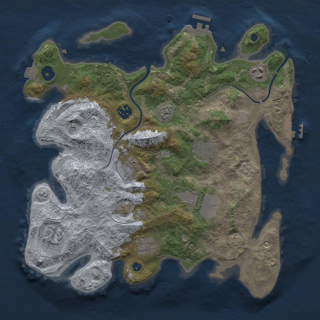 Rust Map: Procedural Map, Size: 3500, Seed: 943897264, 14 Monuments