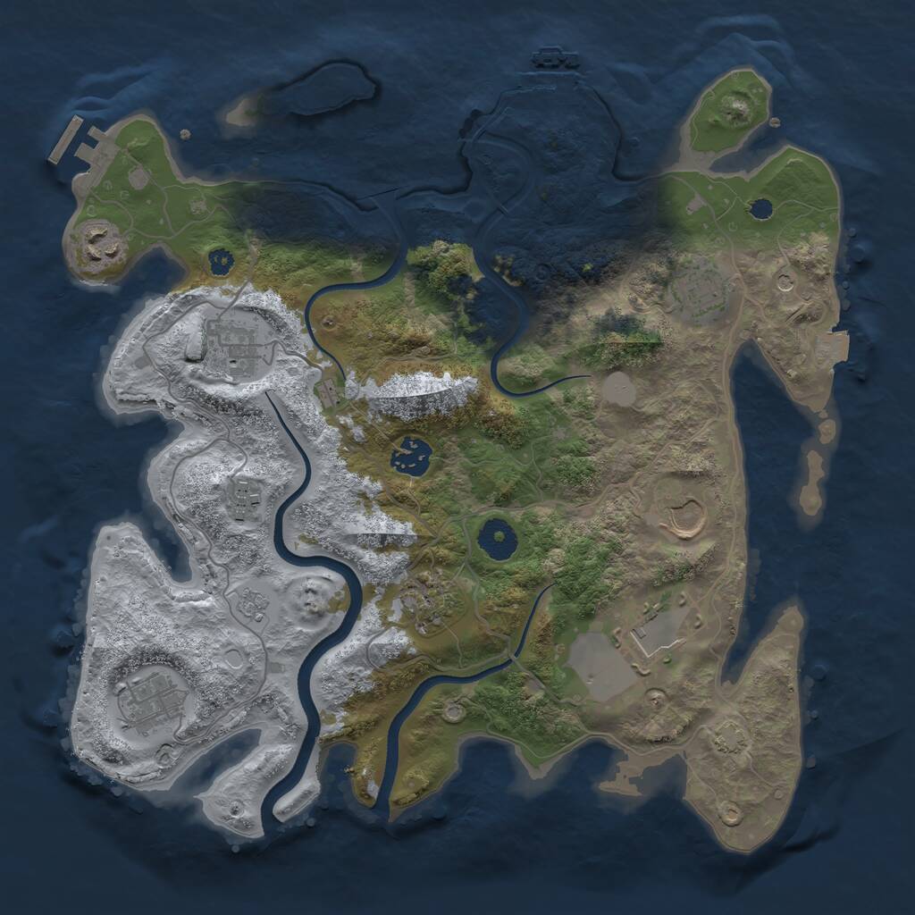 Rust Map: Procedural Map, Size: 3500, Seed: 943897264, 15 Monuments