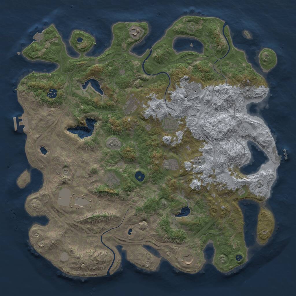 Rust Map: Procedural Map, Size: 4500, Seed: 1884128063, 17 Monuments