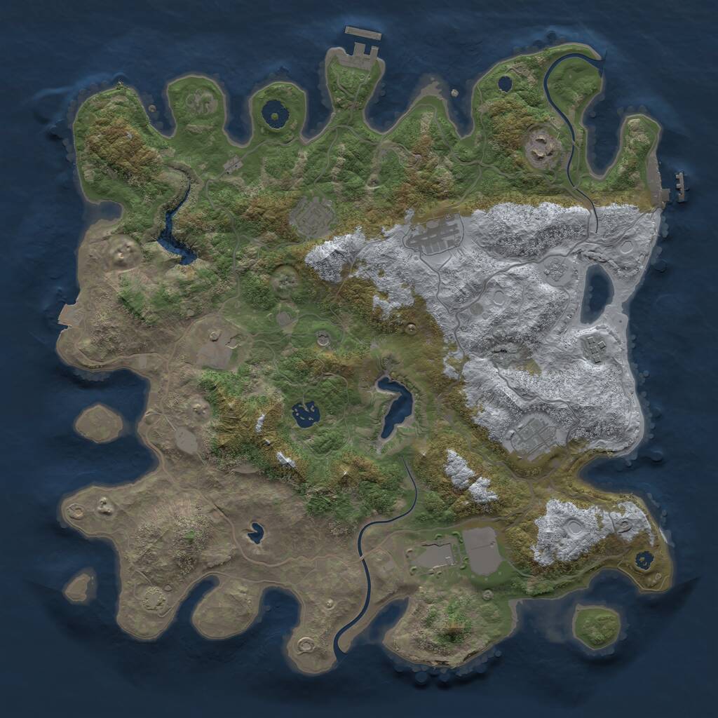 Rust Map: Procedural Map, Size: 4000, Seed: 1368604995, 14 Monuments