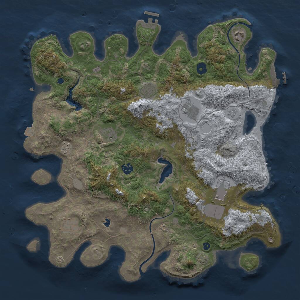 Rust Map: Procedural Map, Size: 4000, Seed: 1368604995, 14 Monuments