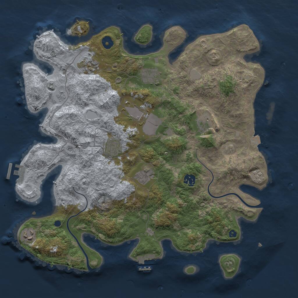 Rust Map: Procedural Map, Size: 3750, Seed: 1236256421, 15 Monuments