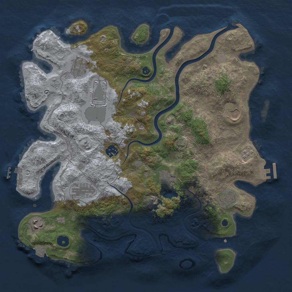 Rust Map: Procedural Map, Size: 3750, Seed: 1236256421, 15 Monuments