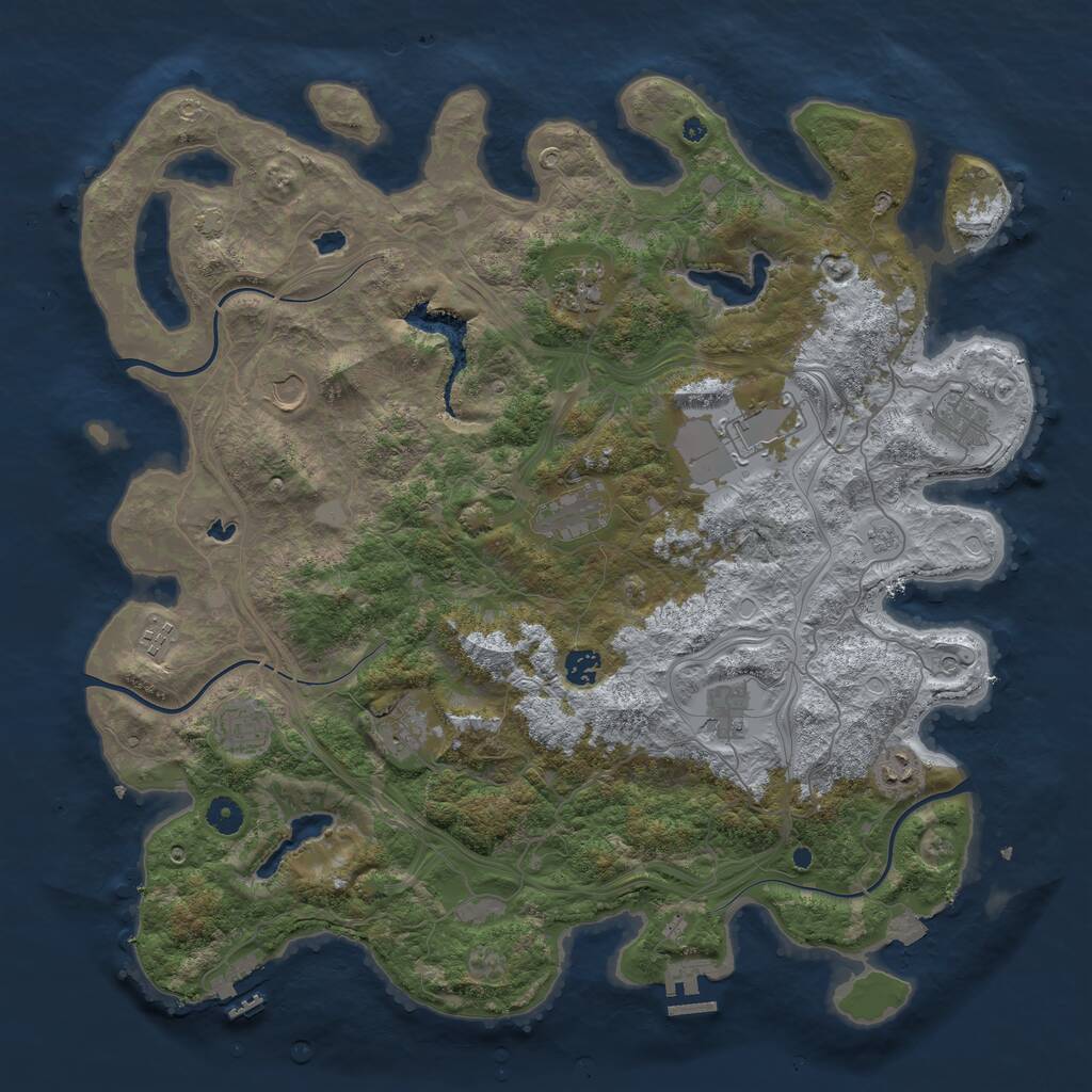 Rust Map: Procedural Map, Size: 4500, Seed: 1353179956, 17 Monuments