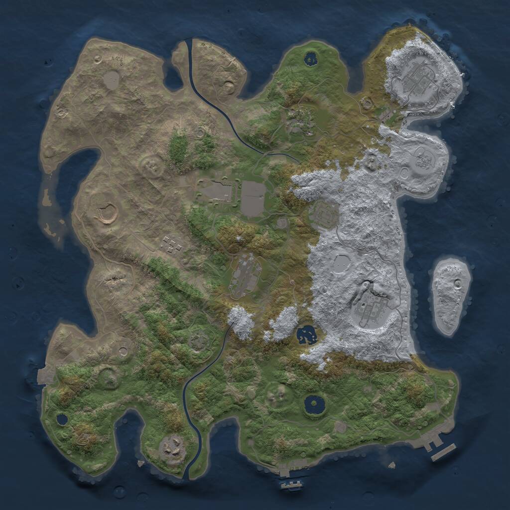Rust Map: Procedural Map, Size: 3800, Seed: 51816316, 16 Monuments