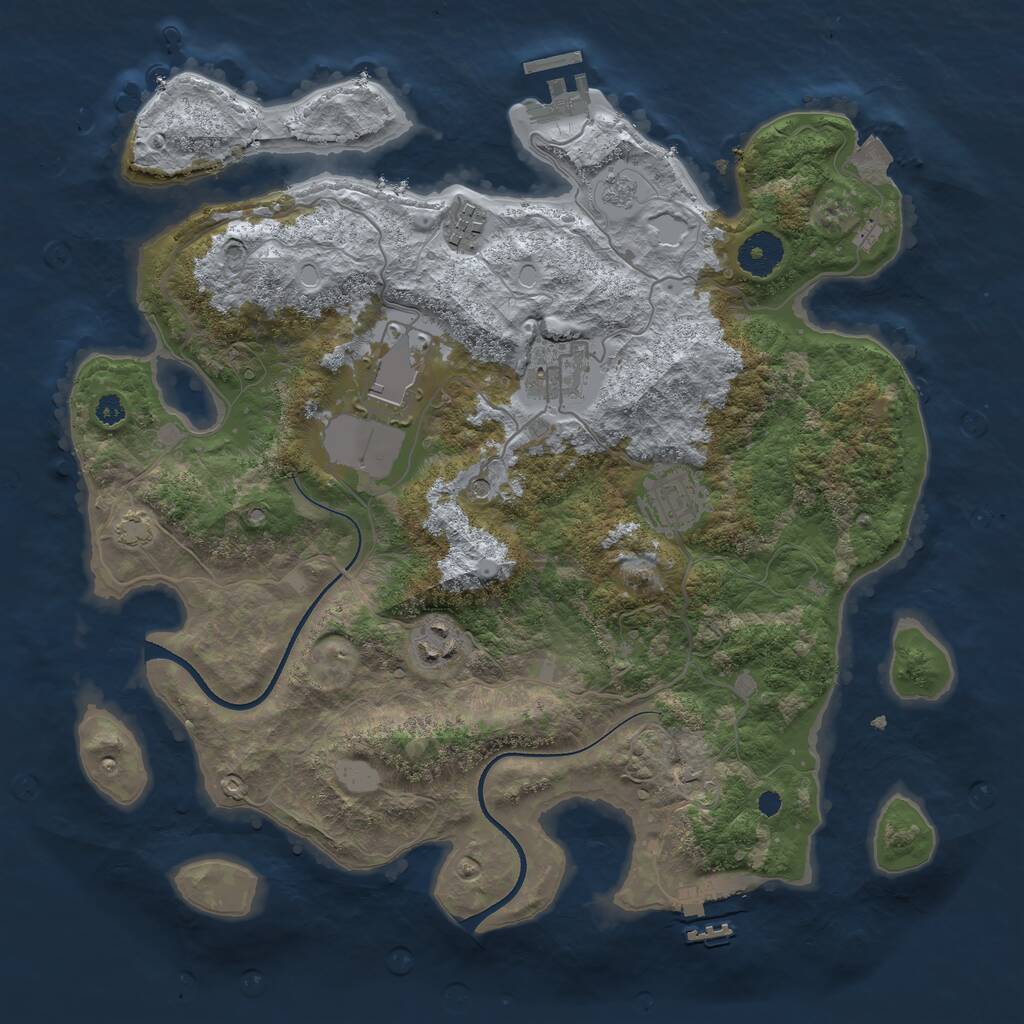 Rust Map: Procedural Map, Size: 3500, Seed: 2083982643, 11 Monuments