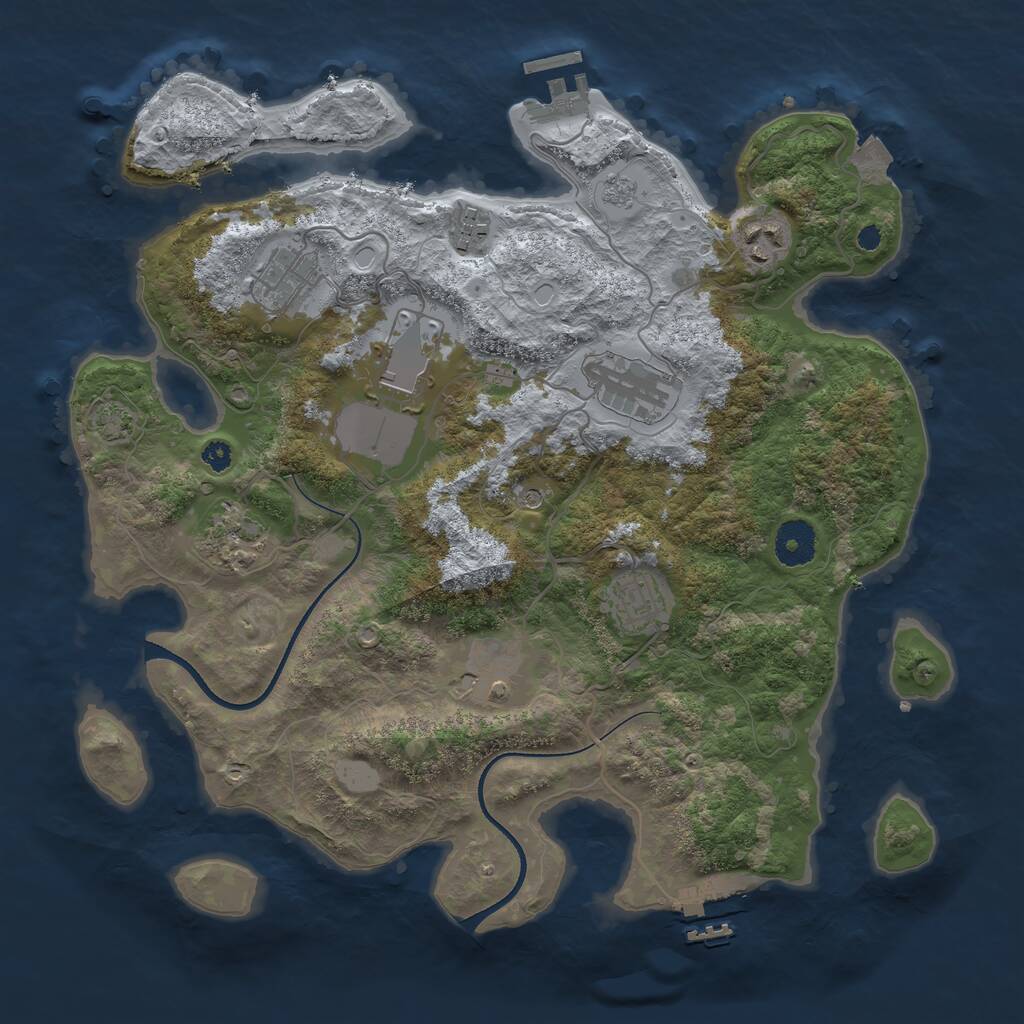 Rust Map: Procedural Map, Size: 3500, Seed: 2083982643, 14 Monuments