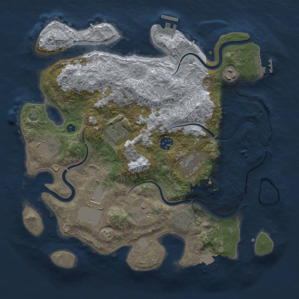 Rust Map: Procedural Map, Size: 3500, Seed: 2083982643, 15 Monuments