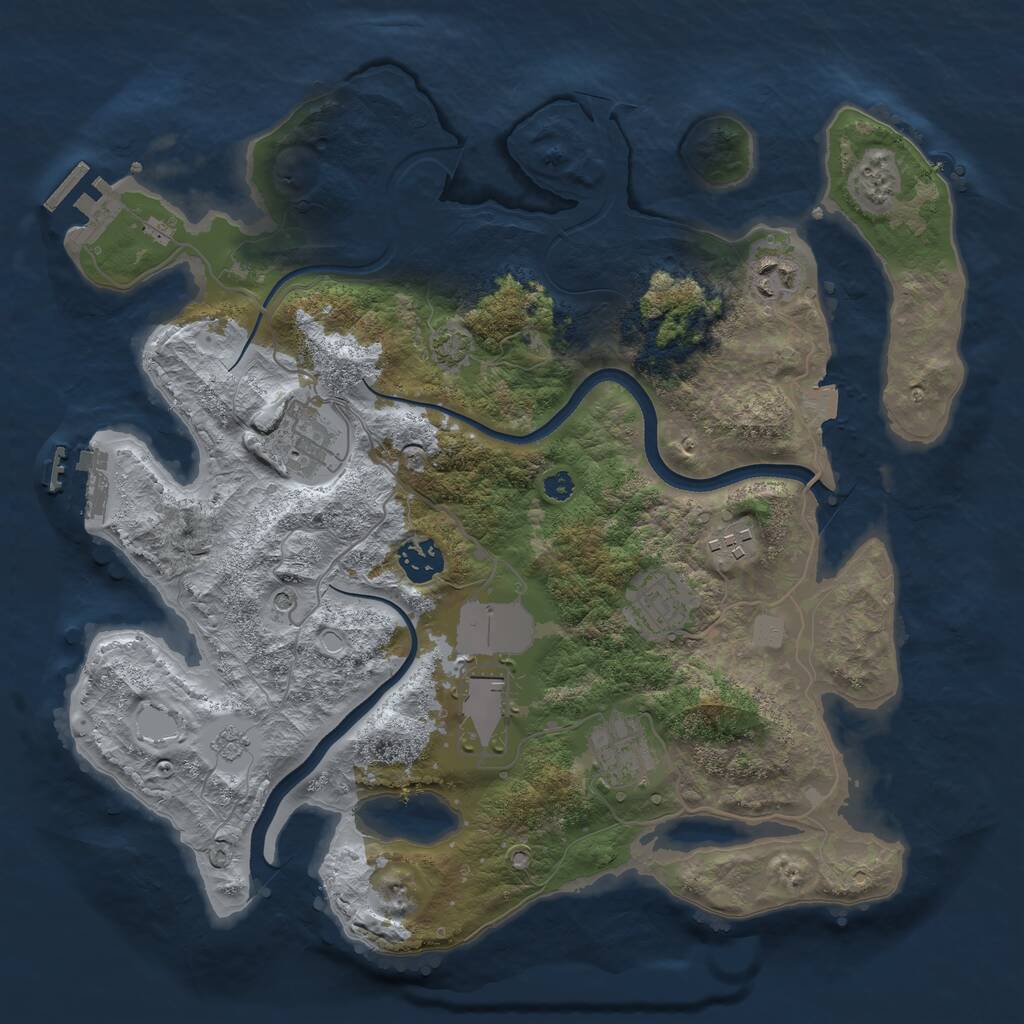 Rust Map: Procedural Map, Size: 3500, Seed: 553874597, 13 Monuments