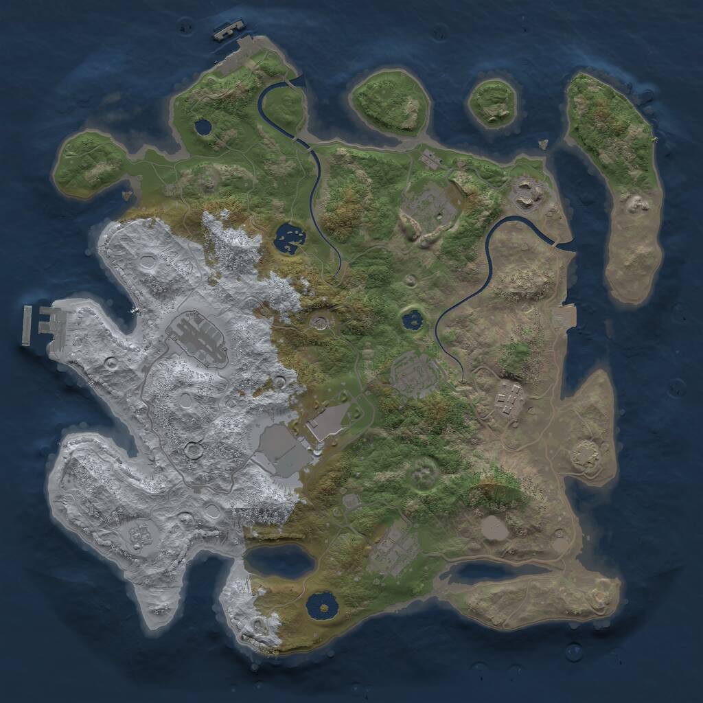 Rust Map: Procedural Map, Size: 3500, Seed: 553874597, 14 Monuments