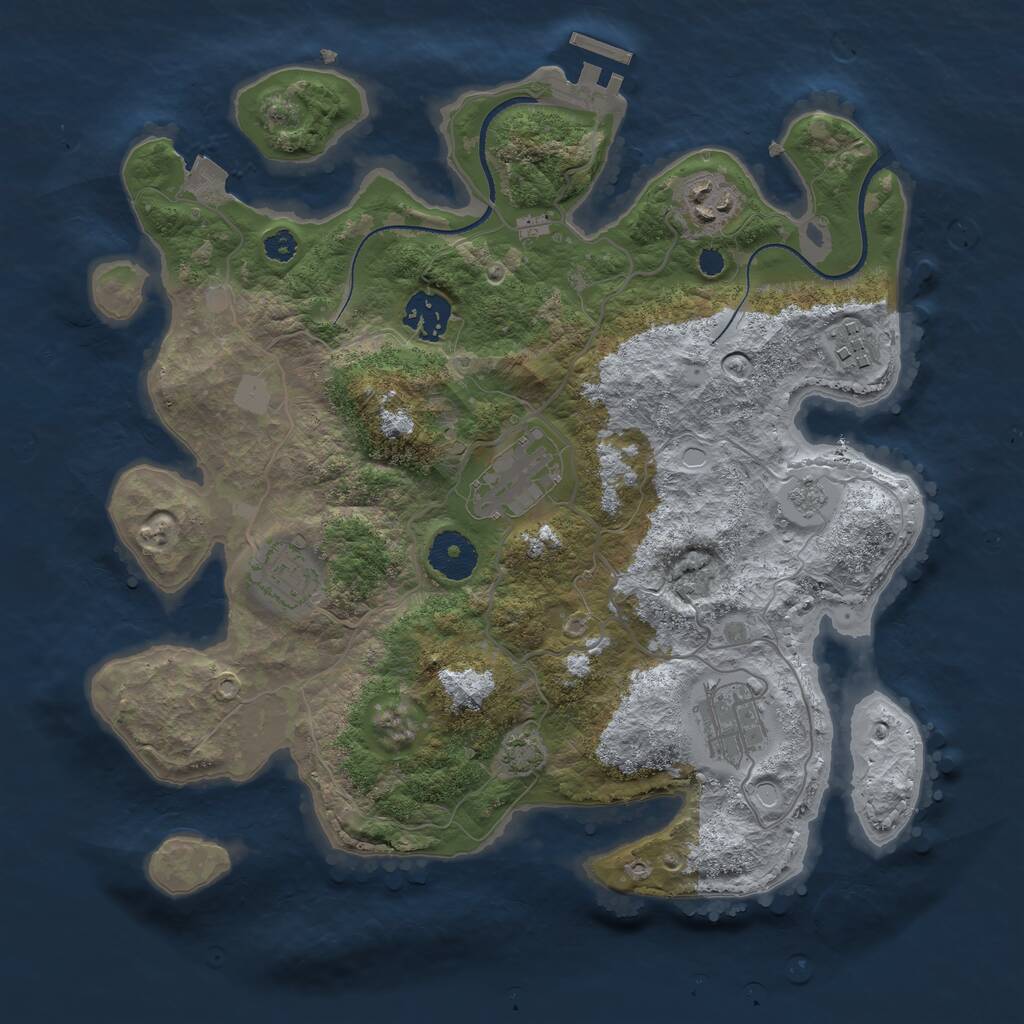 Rust Map: Procedural Map, Size: 3250, Seed: 2010670001, 10 Monuments