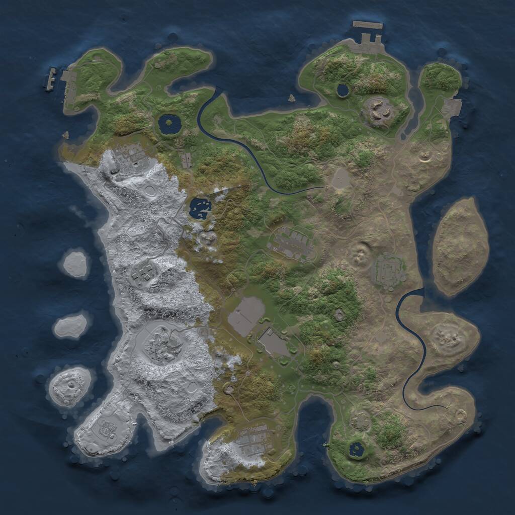 Rust Map: Procedural Map, Size: 3500, Seed: 717718288, 14 Monuments