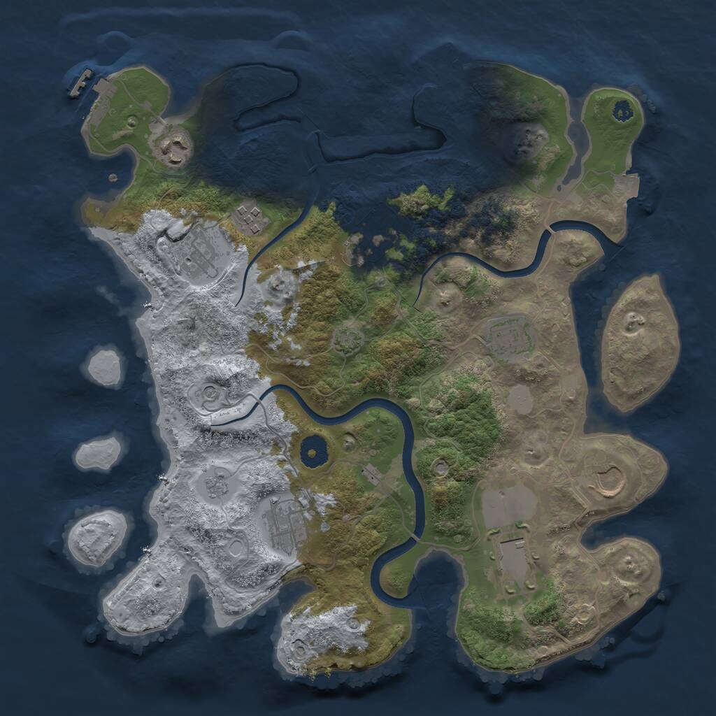 Rust Map: Procedural Map, Size: 3500, Seed: 717718288, 14 Monuments