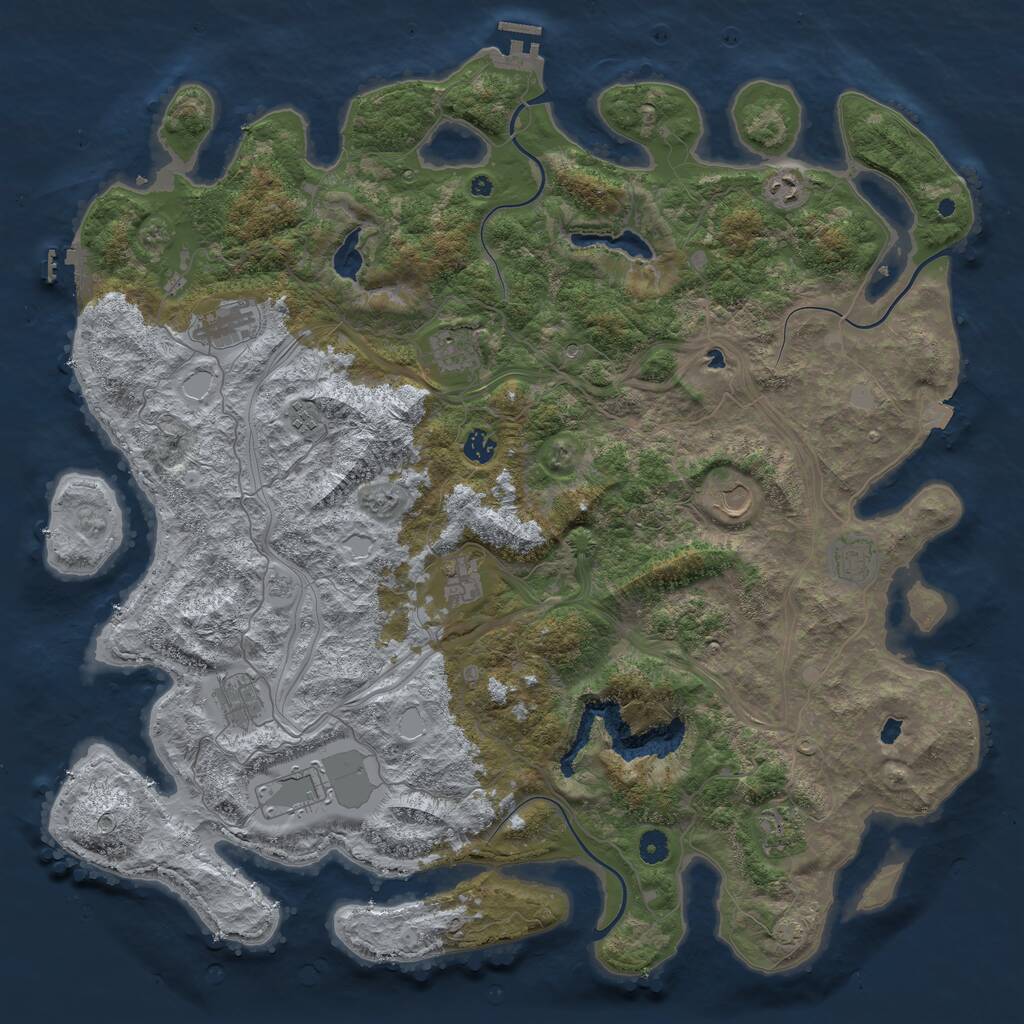 Rust Map: Procedural Map, Size: 4800, Seed: 2144186414, 17 Monuments