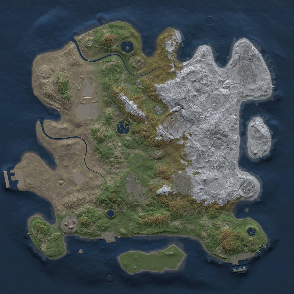 Rust Map: Procedural Map, Size: 3500, Seed: 816702978, 14 Monuments