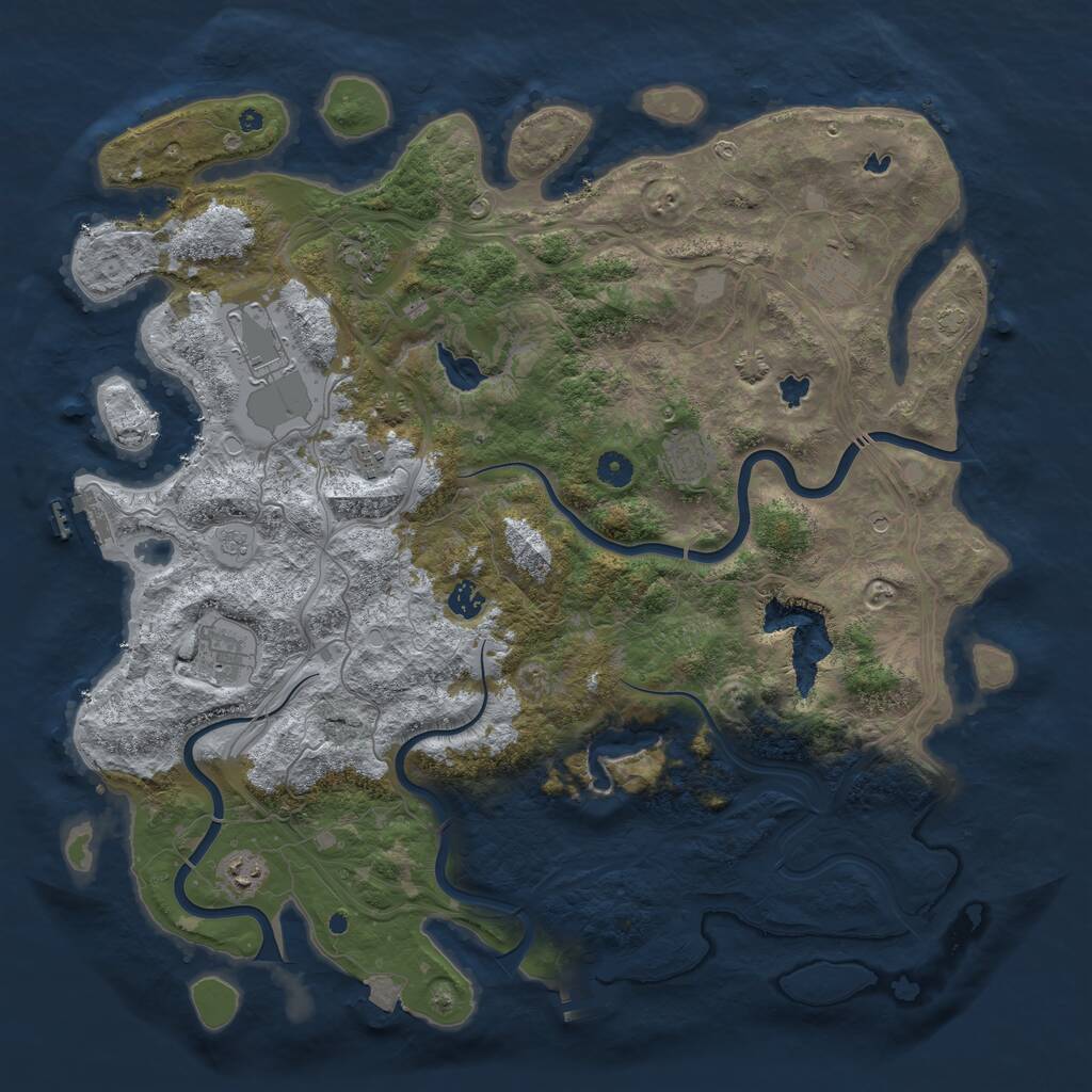 Rust Map: Procedural Map, Size: 4600, Seed: 79982666, 14 Monuments