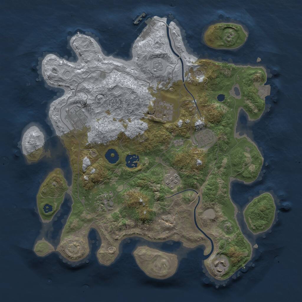 Rust Map: Procedural Map, Size: 3250, Seed: 1125497703, 12 Monuments