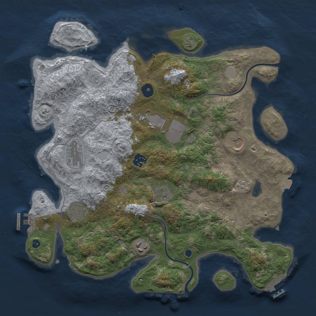 Rust Map: Procedural Map, Size: 3750, Seed: 330510, 14 Monuments