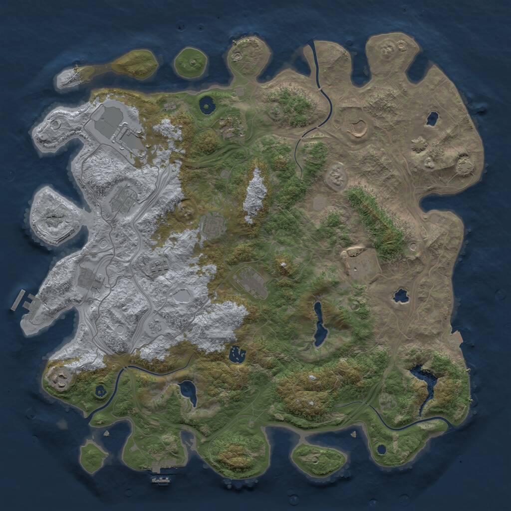 Rust Map: Procedural Map, Size: 4500, Seed: 604785695, 17 Monuments