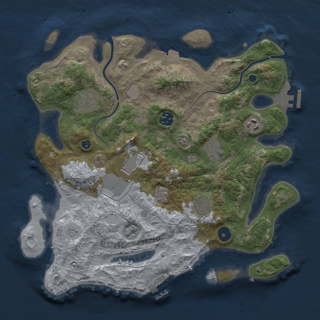 Rust Map: Procedural Map, Size: 3500, Seed: 1492087530, 13 Monuments