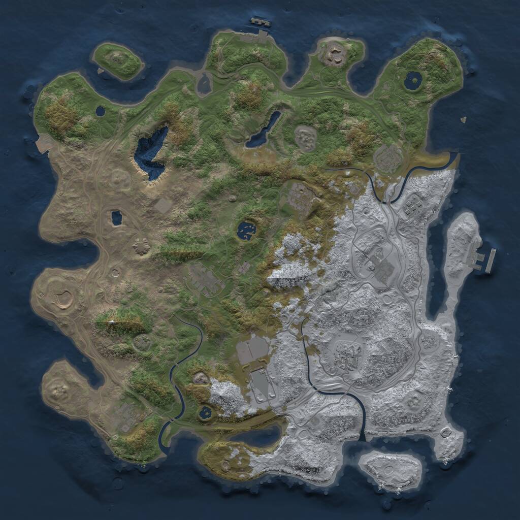 Rust Map: Procedural Map, Size: 4250, Seed: 1034939612, 17 Monuments