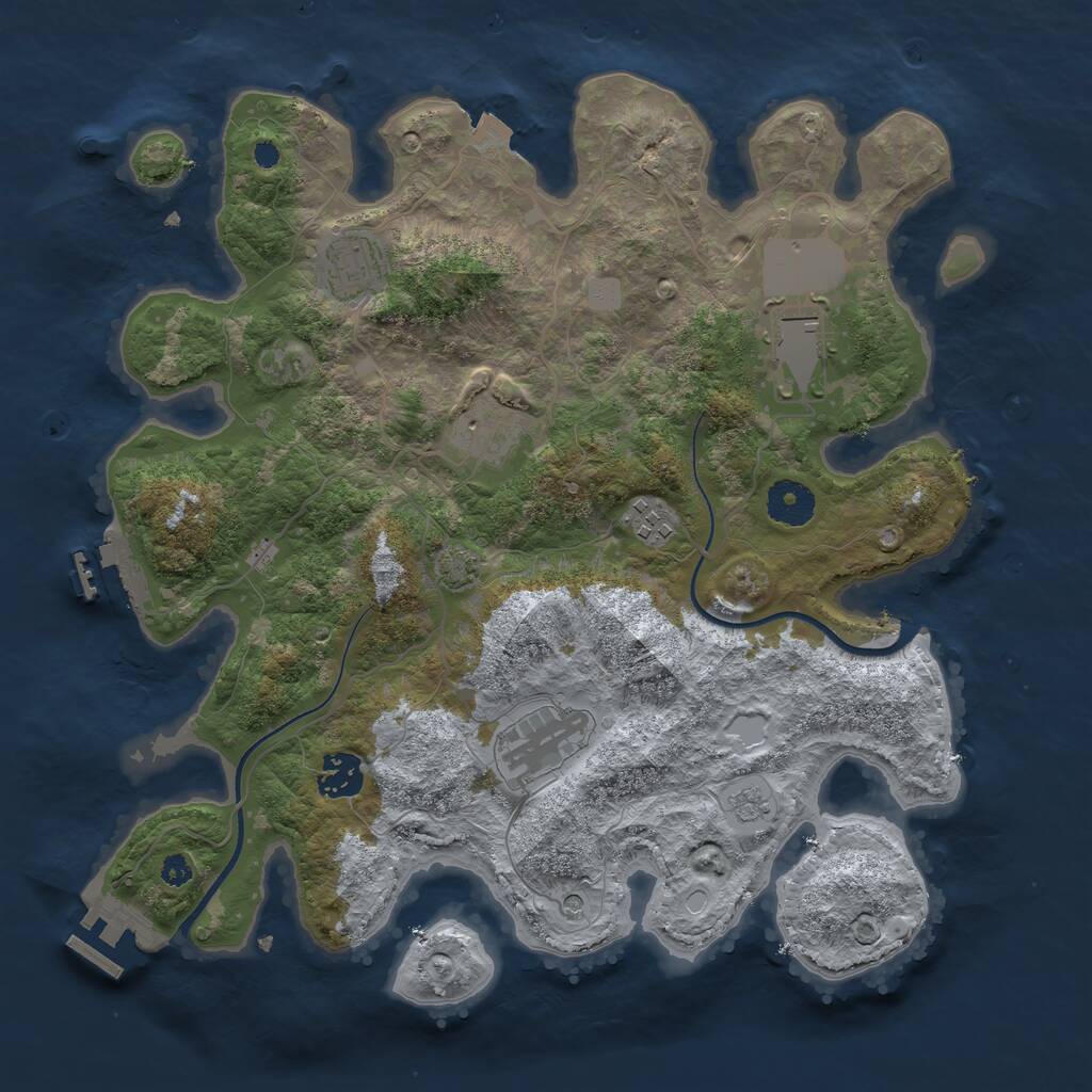 Rust Map: Procedural Map, Size: 3500, Seed: 2130833033, 12 Monuments