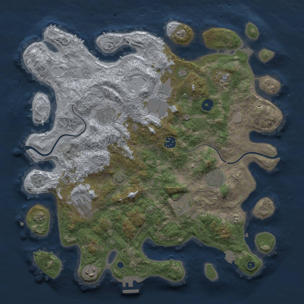 Rust Map: Procedural Map, Size: 3900, Seed: 870, 14 Monuments