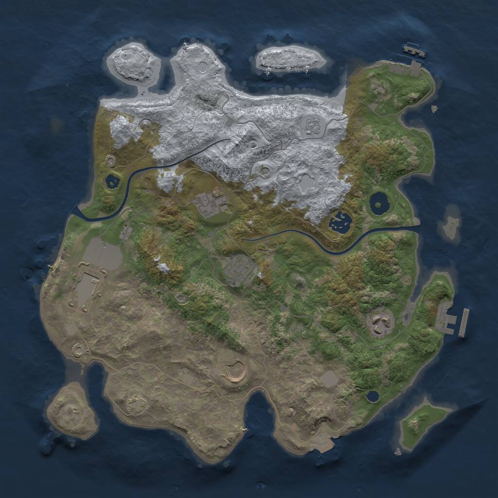 Rust Map: Procedural Map, Size: 3500, Seed: 2030169385, 12 Monuments