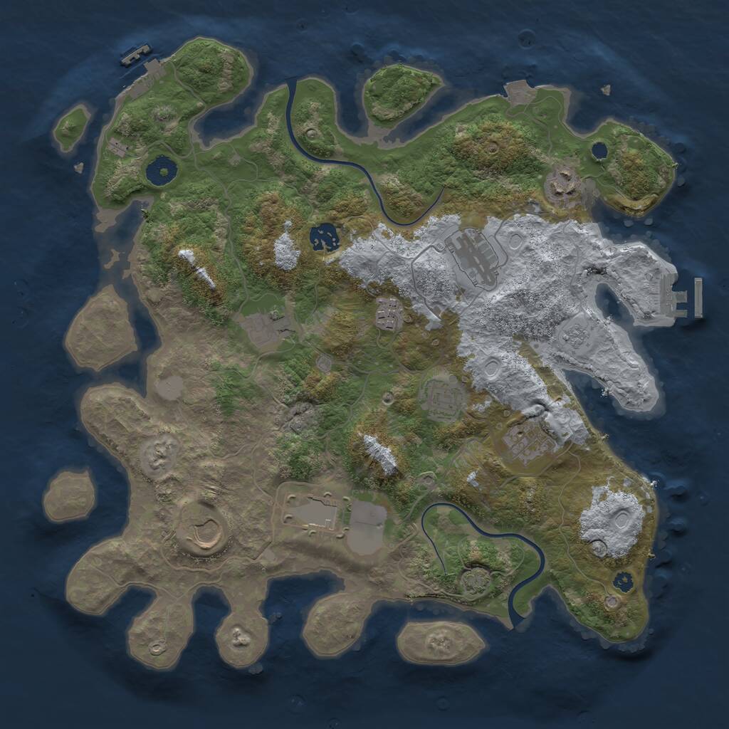Rust Map: Procedural Map, Size: 3700, Seed: 1874357984, 14 Monuments