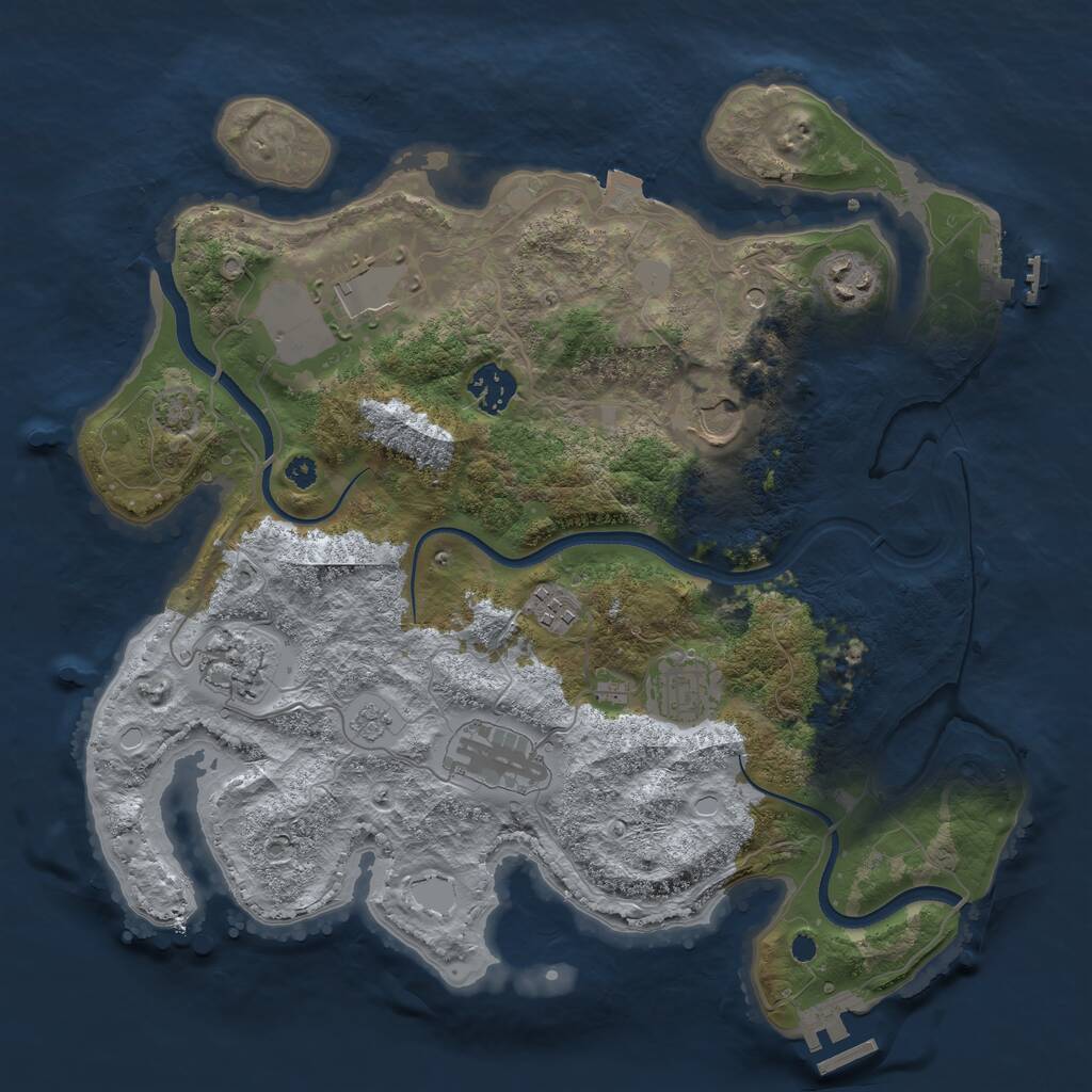 Rust Map: Procedural Map, Size: 3500, Seed: 126358, 14 Monuments