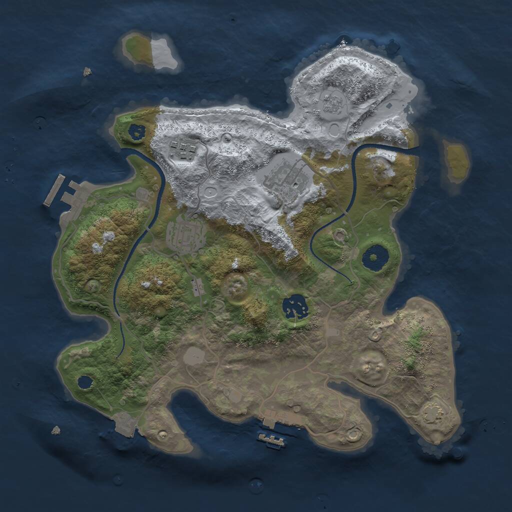 Rust Map: Procedural Map, Size: 3000, Seed: 1173563758, 9 Monuments