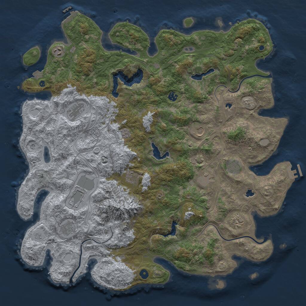 Rust Map: Procedural Map, Size: 5000, Seed: 667, 17 Monuments