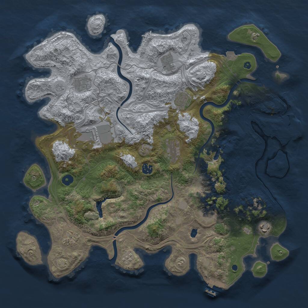 Rust Map: Procedural Map, Size: 4250, Seed: 1056432298, 16 Monuments