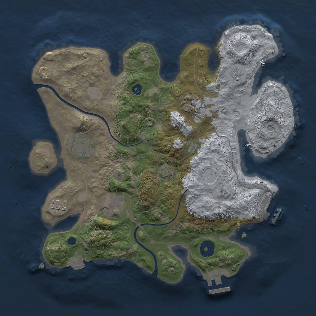 Rust Map: Procedural Map, Size: 3000, Seed: 16473, 10 Monuments